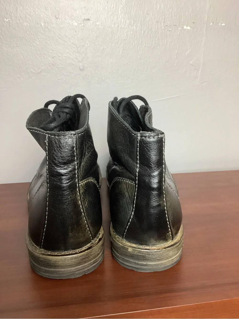 Men's Bed Stu Black Leather Lace-Up Ankle Boots Size 10.5
